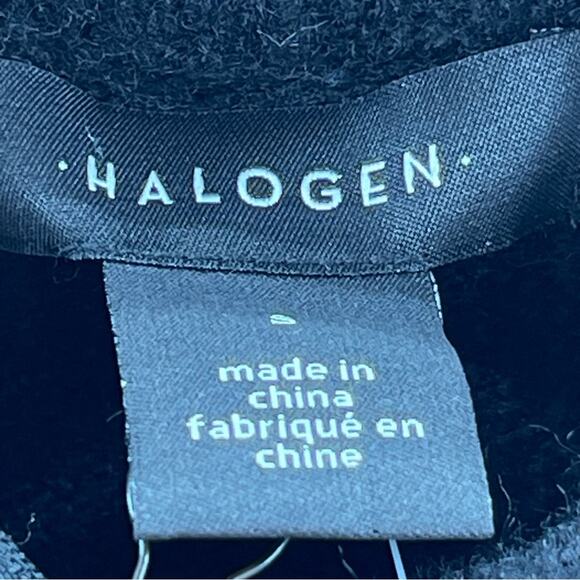 NWT Halogen Nordstrom’s Mock Neck Ultra Soft Sweater Black Purple Ivory Stripe - Picture 8 of 9